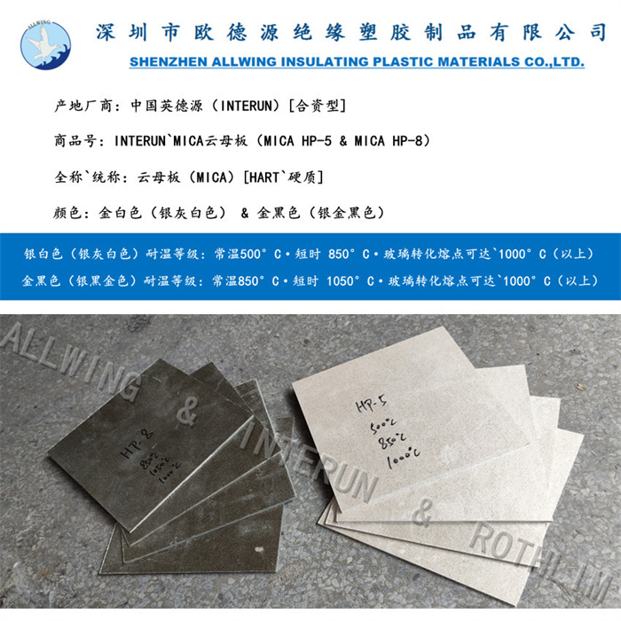 中国英德源·INTERUN`MICA HP-5 & HP-8（云母板）金白色`金黑色板